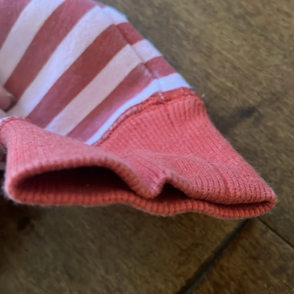 Mini Boden Zipper Hoodie Pink Red Striped Jacket Size 5-6 Y